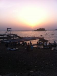 Sunset Bhopal mosque on island
